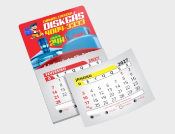 Imã de geladeira com bloco de calendário  8x5cm supremo uv total frente corte reto